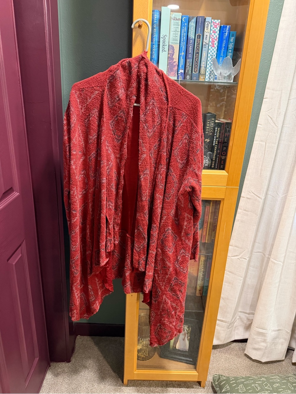 Zara Red Open Front Cardigan